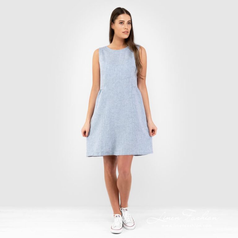 Blue linen dress full size