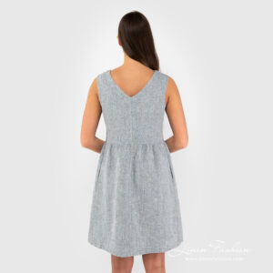 Grey linen dress back side