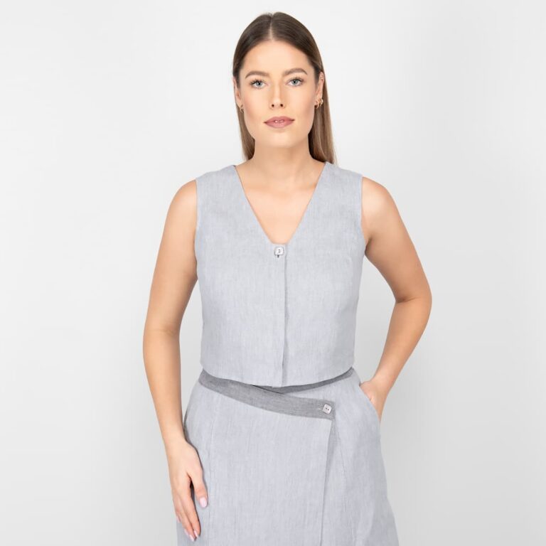 grey linen vest washed