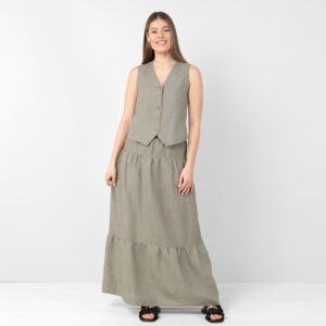 Linen vest grey-green, plain weave