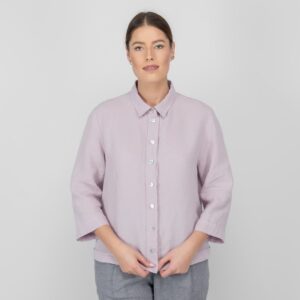 lilac linen blouse with buttons