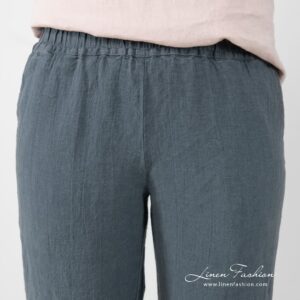 VERONA bluish grey linen pants, loose fit