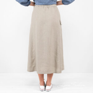 long beige skirt linen from backside.