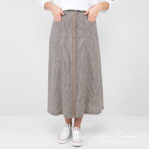 linen long checked shirt.