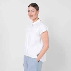 Linen shirt, optical white, longer back