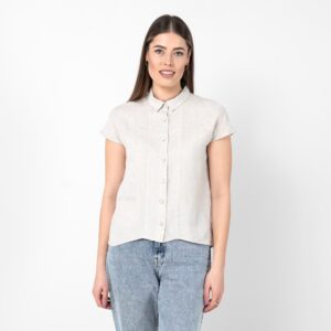 Beige linen shirt, classic collar