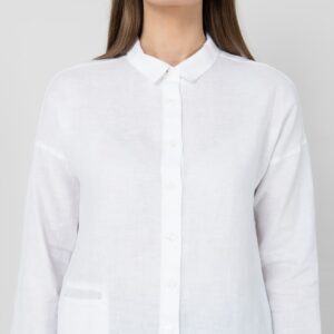 BIANCA white linen blouse collar