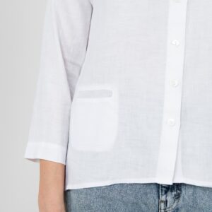 BIANCA white linen blouse pocket