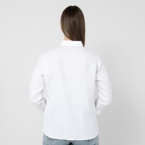 BIANCA white linen blouse back side