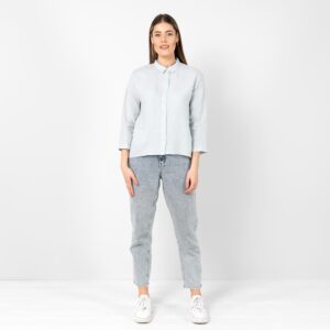 grey blue linen shirt blouse