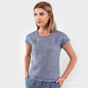 SAINT TROPEZ blue linen blouse