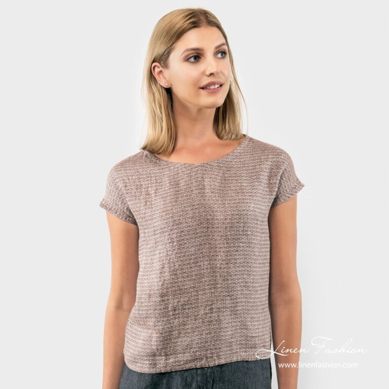 SAINT TROPEZ brown linen blouse