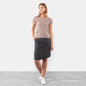 SAINT TROPEZ brown linen blouse in full size