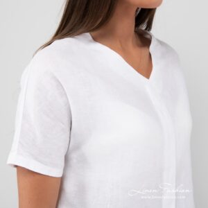 VIETNAM white linen blouse front pleat