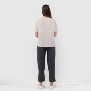 VIETNAM light grey linen blouse back side