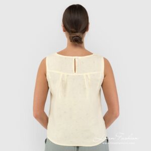 TATU soft yellow linen blouse back pleats
