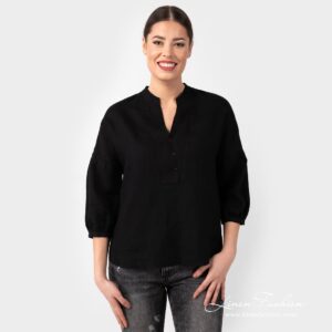 PALMA black linen blouse