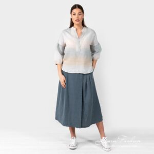 PALMA striped linen blouse with matching skirt