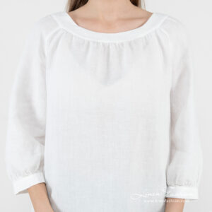 linen blouse white with 3/4 sleeves.