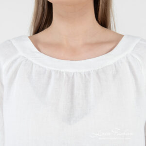 linen blouse white with rounded neck.
