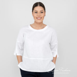 white linen blouse 3/4 sleeves.
