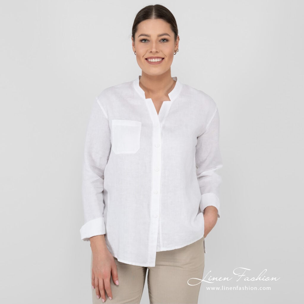 white linen blouse long sleeves.