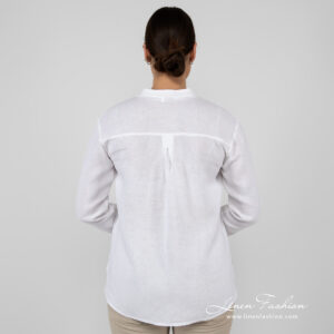 white linen blouse long sleeves from backside.