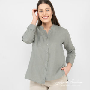 green linen blouse, washed.