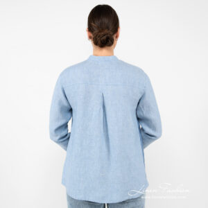 linen blue blouse from backside.