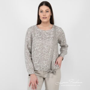 linen cotton beige jacquard blouse.