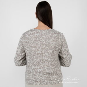 linen cotton beige jacquard blouse from backside.