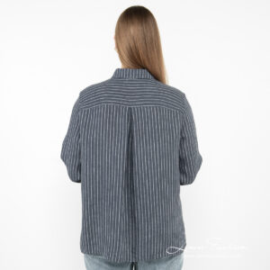 linen striped blouse from backside.