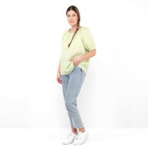 linen checked blouse, full view, washed.