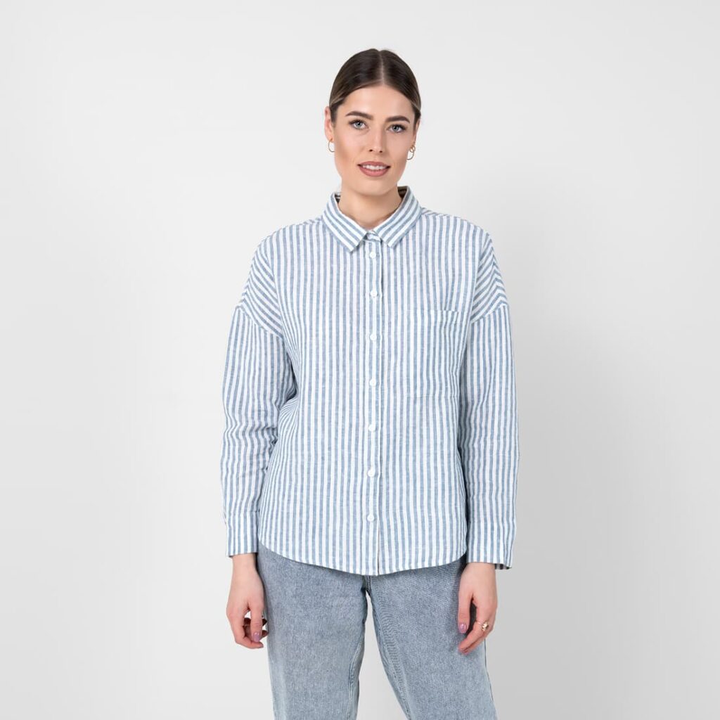 Striped blue linen shirt
