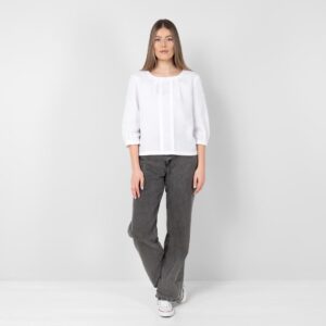 White linen blouse with pleats