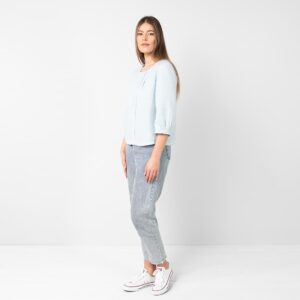 Light blue linen blouse with pleats