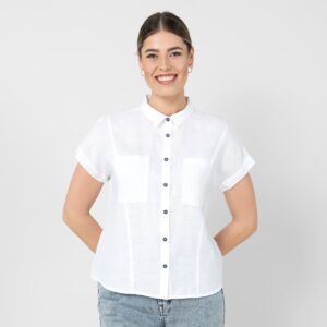 Optical white linen shirt