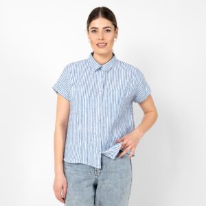 Striped blue white linen shirt