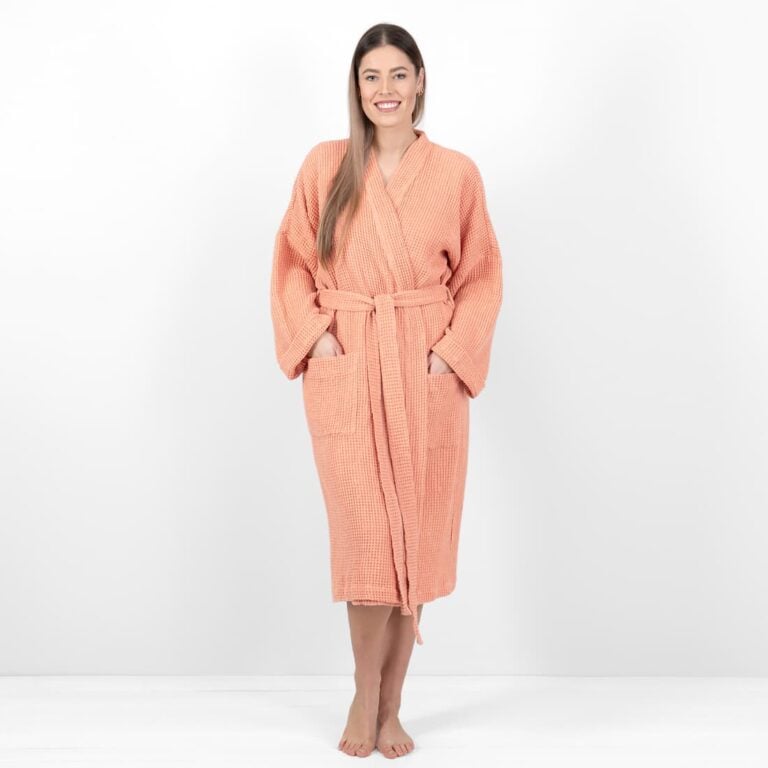 linen cotton peach bathrobe.