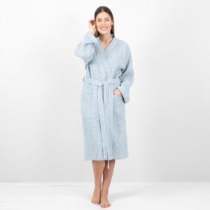 linen cotton blue grey bathrobe.