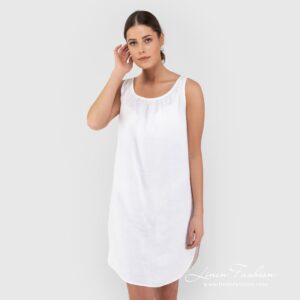 BAHAMA Nattkjole hvit 7 BAHAMA white linen nightgown