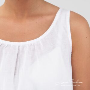 BAHAMA Nattkjole hvit 10 BAHAMA white linen nightgown pleats