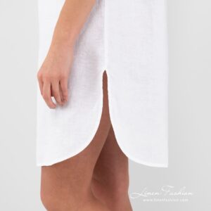 BAHAMA Nattkjole hvit 11 BAHAMA white linen nightgown slits on the sides