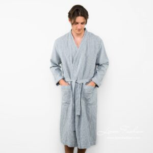 ARAS LIN Badekåpe grå 8 Grey mens bathrobe ARAS.