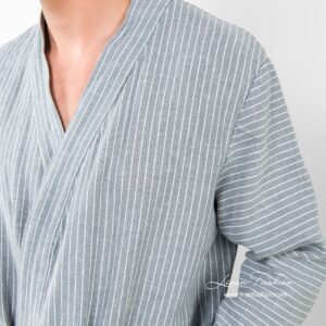 ARAS LIN Badekåpe grå 10 Aras grey linen bathrobe for men.