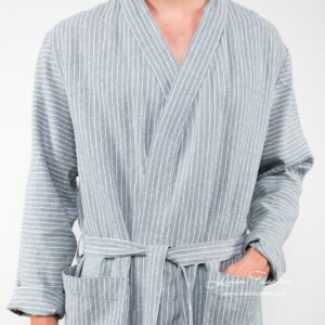 ARAS LIN Badekåpe grå 11 Grey colored bathrobe for men, aras.