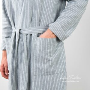 ARAS LIN Badekåpe grå 12 Linen bathrobe for men, in grey color.