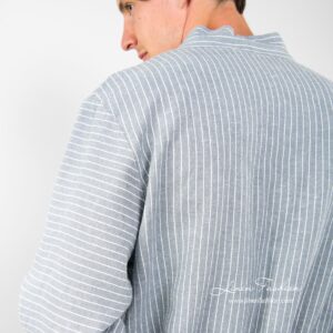 ARAS LIN Badekåpe grå 13 Mens bathrobe of linen fabric, grey.