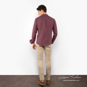 ANDY cherry linen shirt from back side