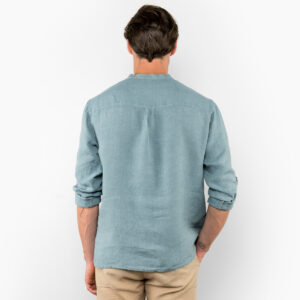Aqua-blue linen men's shirt, backside